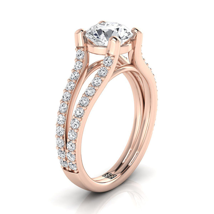The Presley Select Pavé Engagement Ring with Lab Diamond in 14K Rose Gold - view 2