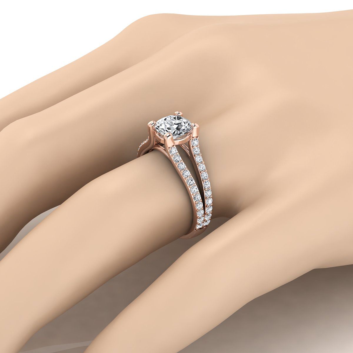 The Presley Select Pavé Engagement Ring with Lab Diamond in 14K Rose Gold - view 3