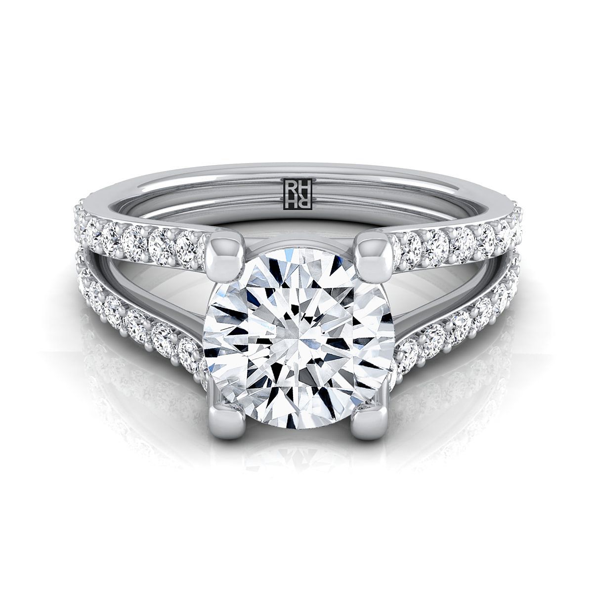 The Presley round engagement ring setting in Platinum | RockHer