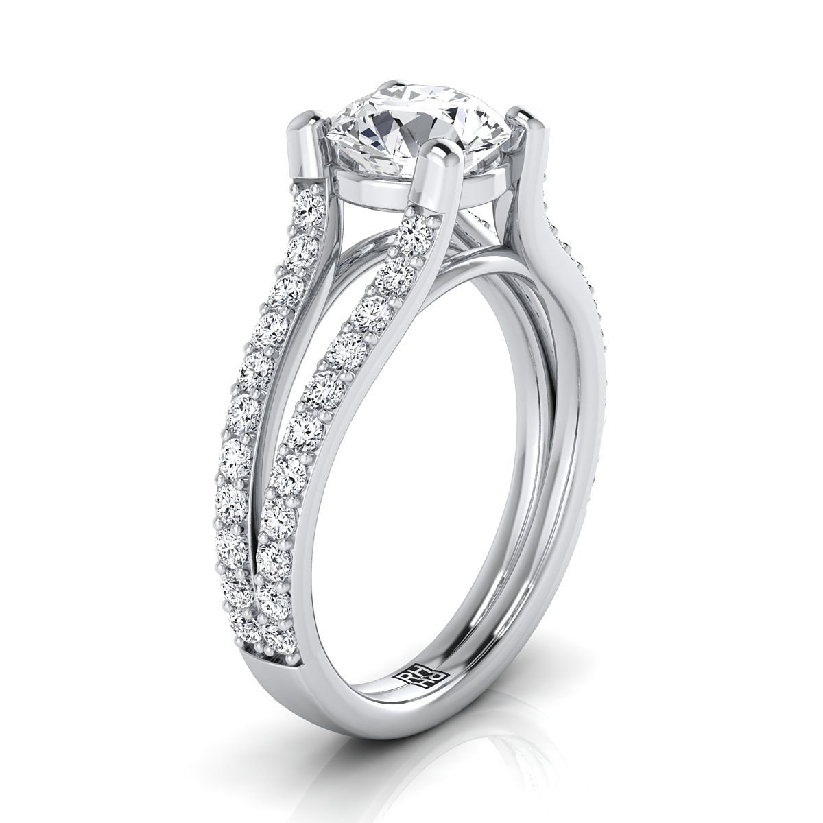 Select Pavé styling on The Presley round engagement ring setting | RockHer