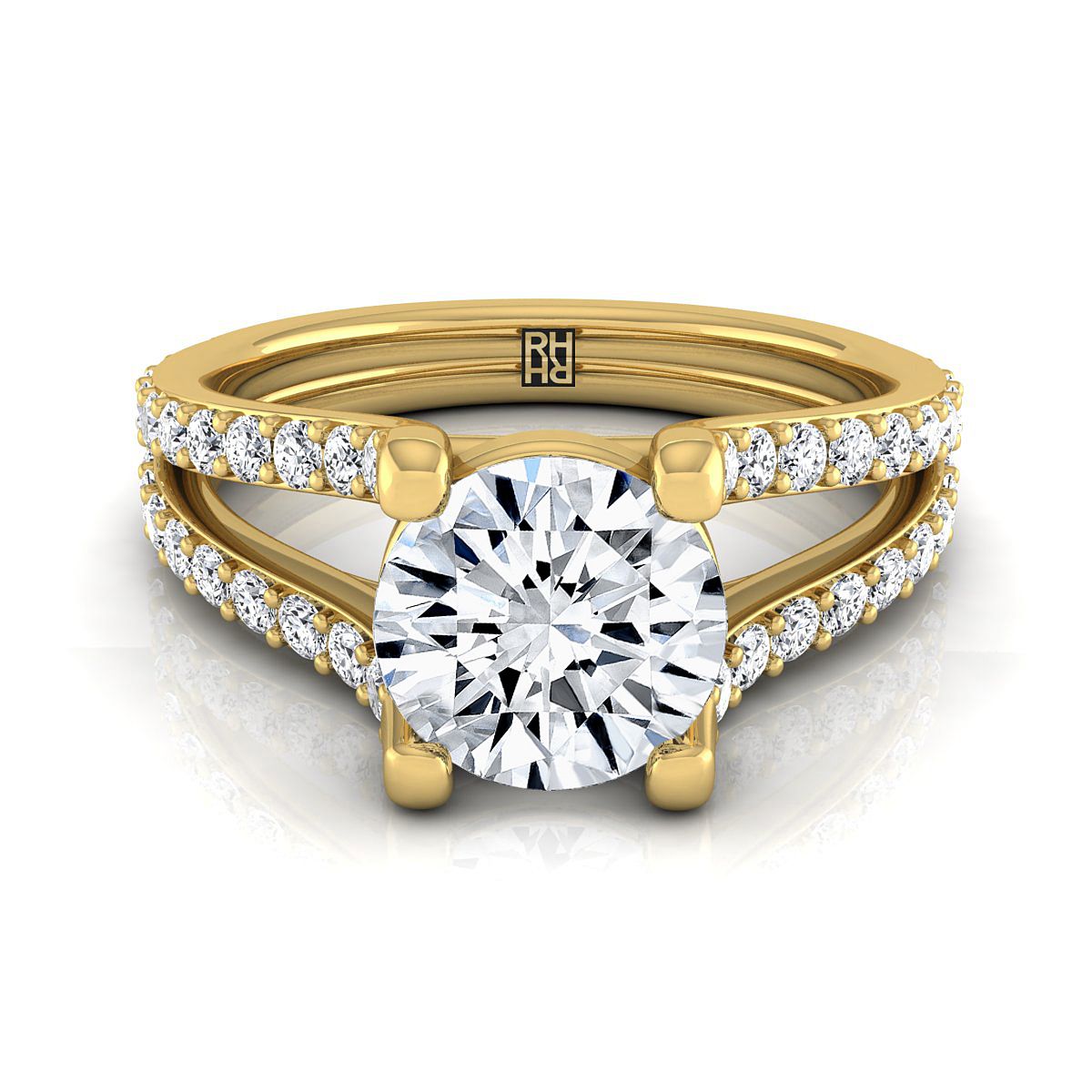 Presley Select Split Shank Round Lab Diamond Engagement Ring in 18K Yellow Gold | RockHer