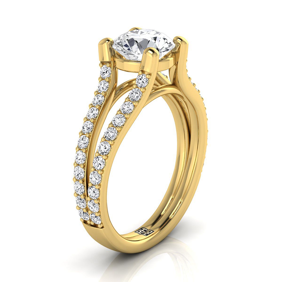 RockHer atelier photo of The Presley round engagement ring setting in 18K Yellow Gold