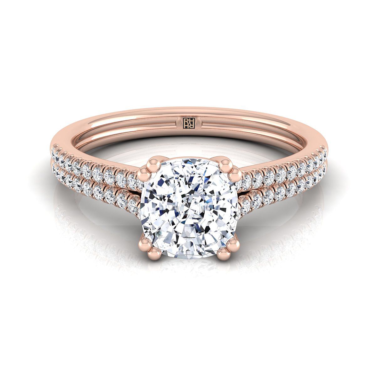 The Joss cushion engagement ring setting in 14K Rose Gold | RockHer