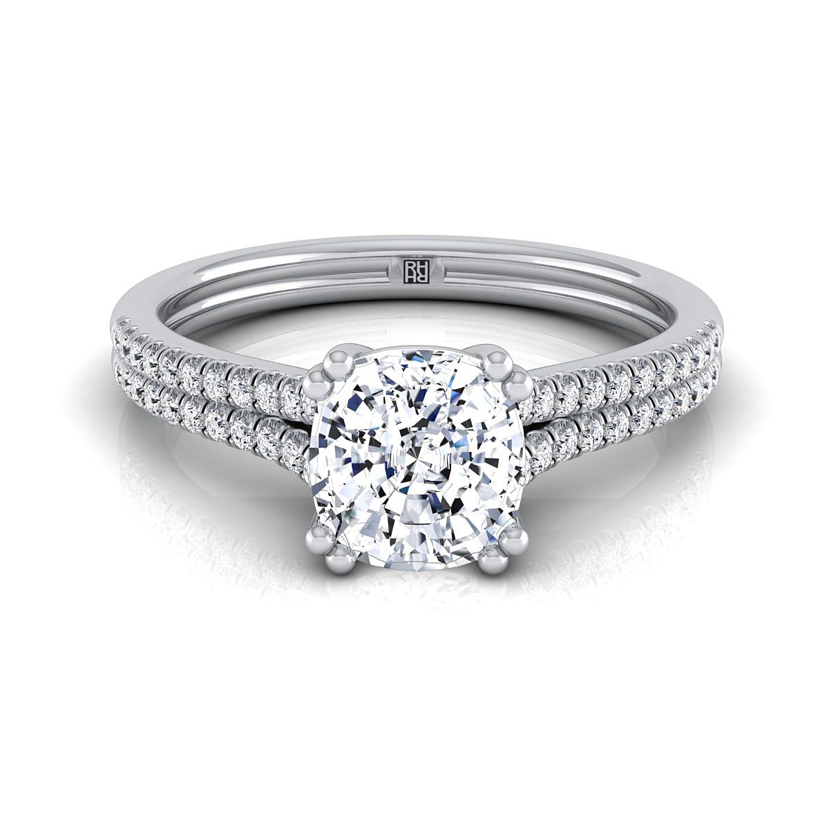The Joss cushion engagement ring setting in 18K White Gold | RockHer
