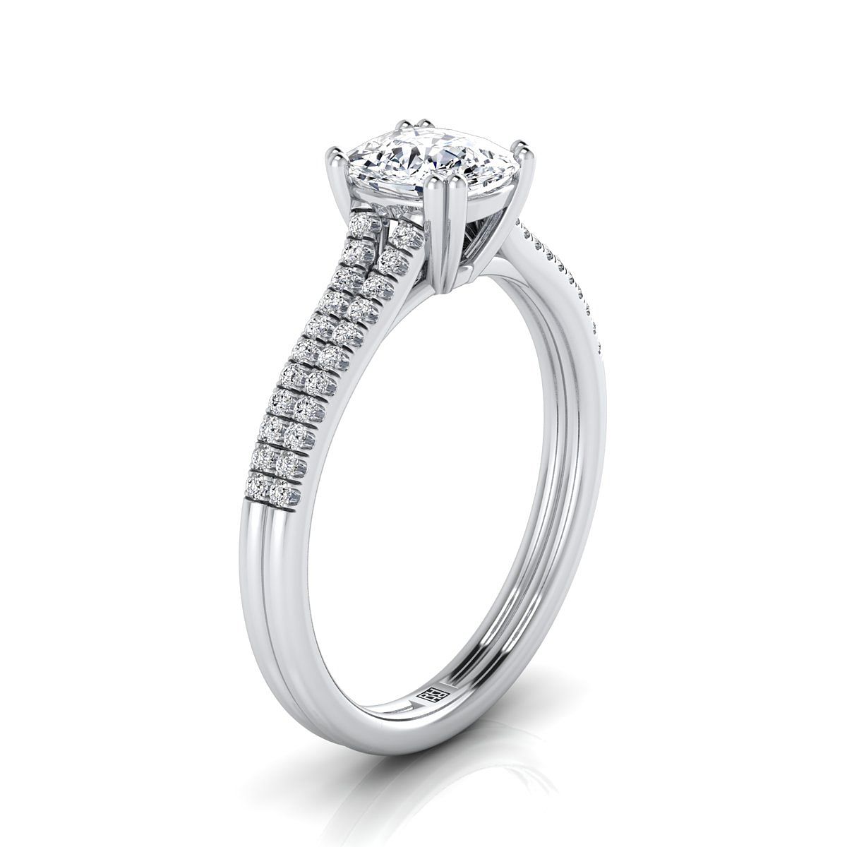 Select Pavé Cut styling on The Joss cushion engagement ring setting | RockHer