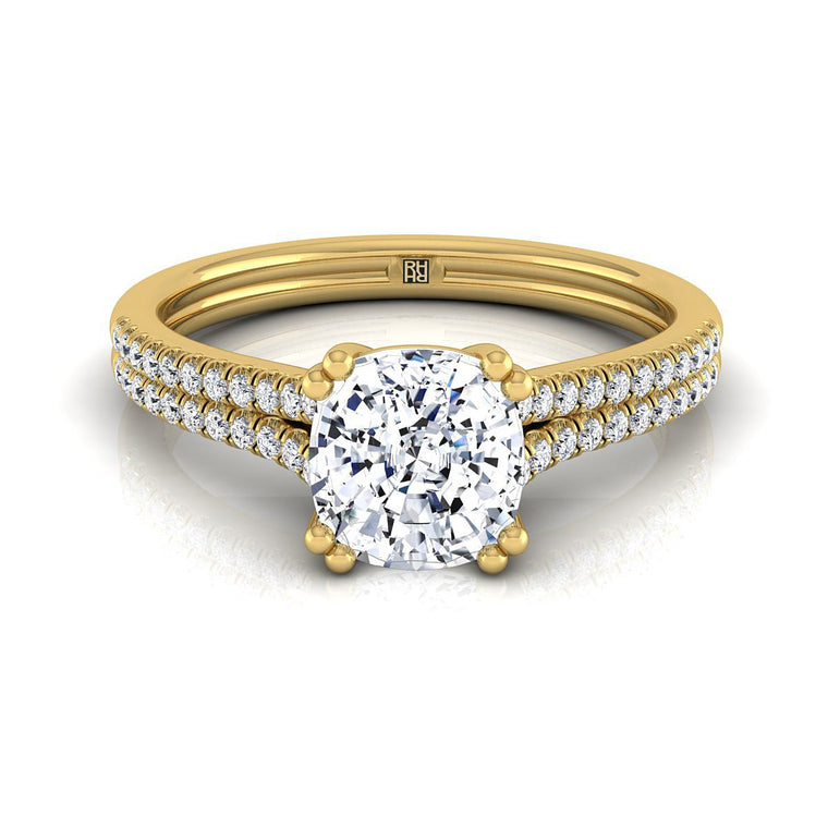 The Joss Select Pavé Cushion Cut Lab Diamond Engagement Ring in 18K Yellow Gold