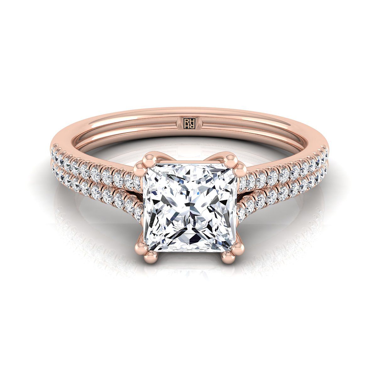 The Joss princess engagement ring setting in 14K Rose Gold | RockHer