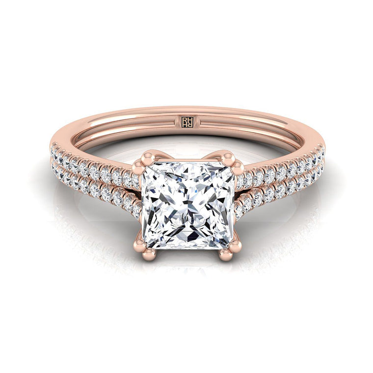 The Joss Select Pavé Princess Cut Lab Diamond Engagement Ring in 14K Rose Gold