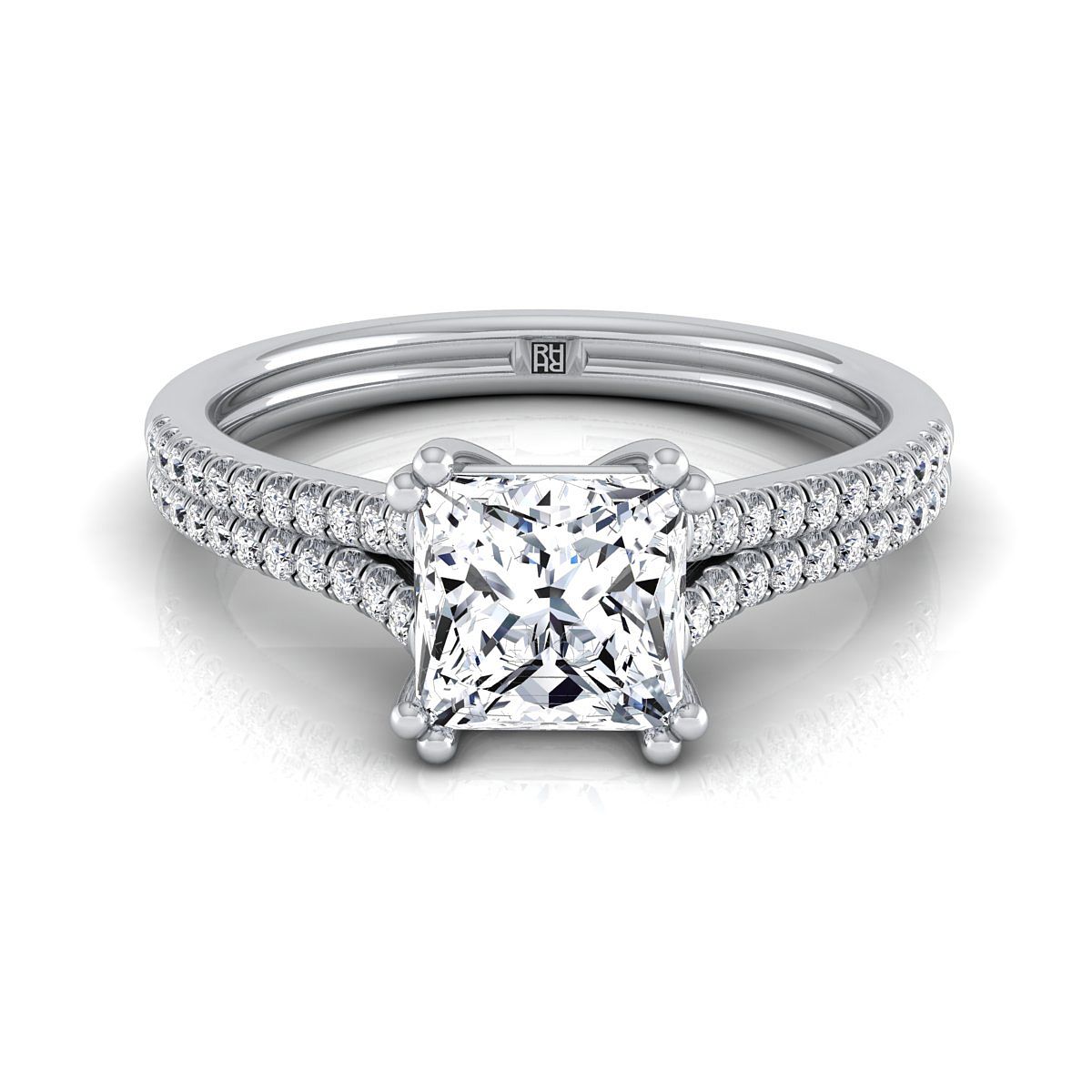 The Joss princess engagement ring setting in 18K White Gold | RockHer