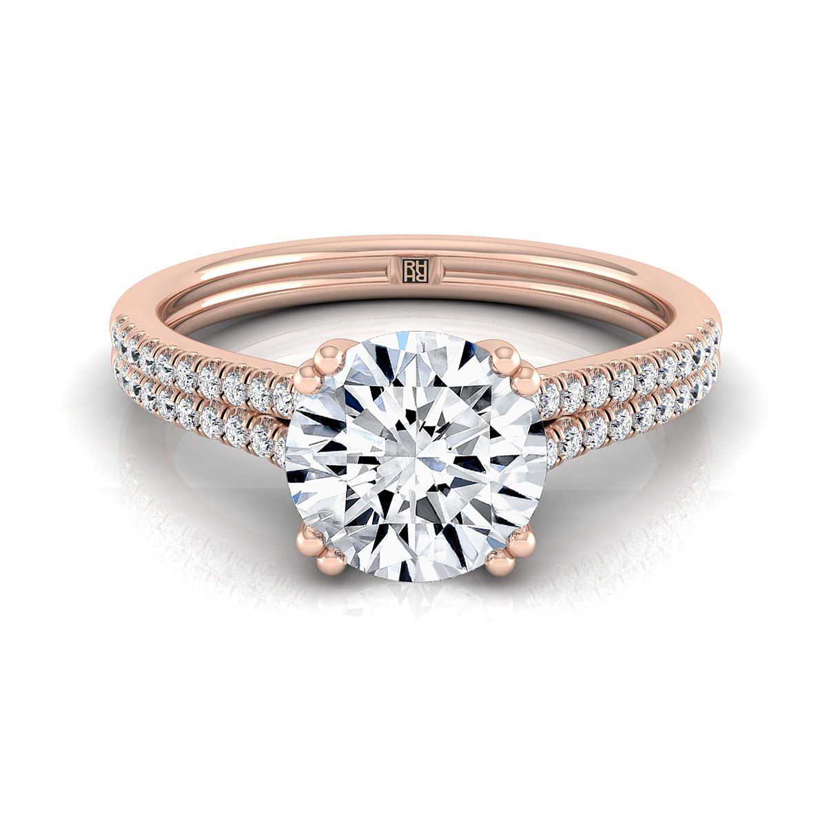 The Joss round engagement ring setting in 14K Rose Gold | RockHer