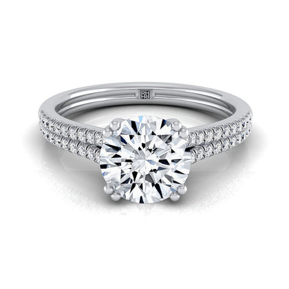 Round Brilliant, Double Row Double Prong French Pavé, in Platinum, pave setting | RockHer