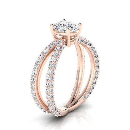 Criss Cross Open Pavé Cushion, in 14K Rose Gold, pave setting – side profile | RockHer
