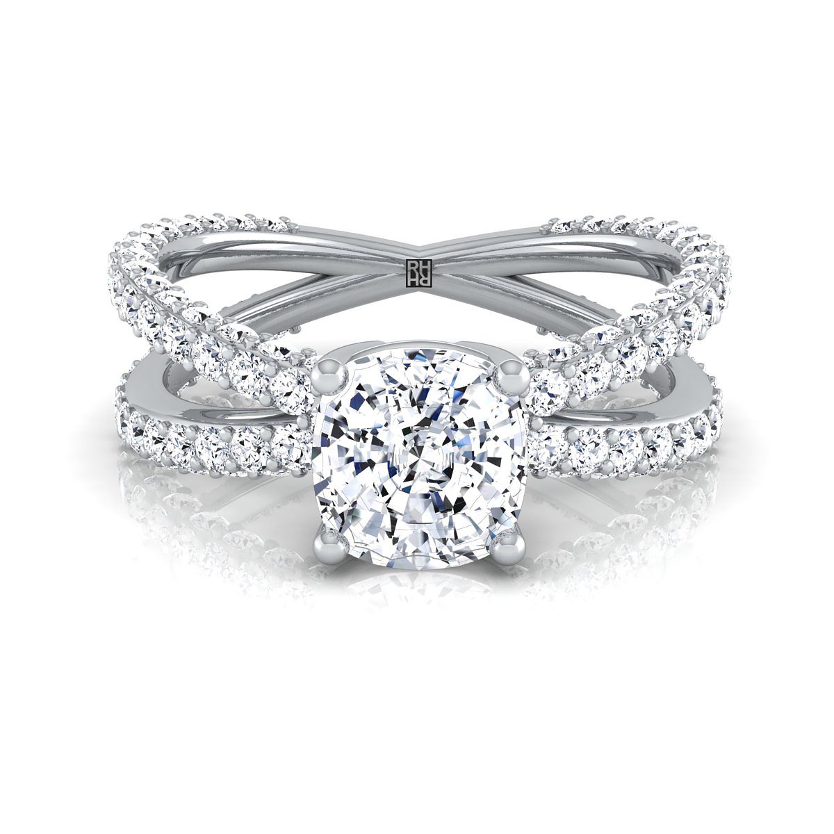 The Sadie cushion engagement ring setting in 18K White Gold | RockHer