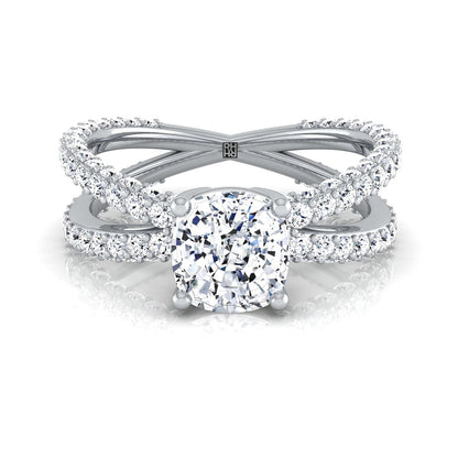 The Sadie Select Pavé Engagement Ring with Lab Diamond in 18K White Gold - view 1