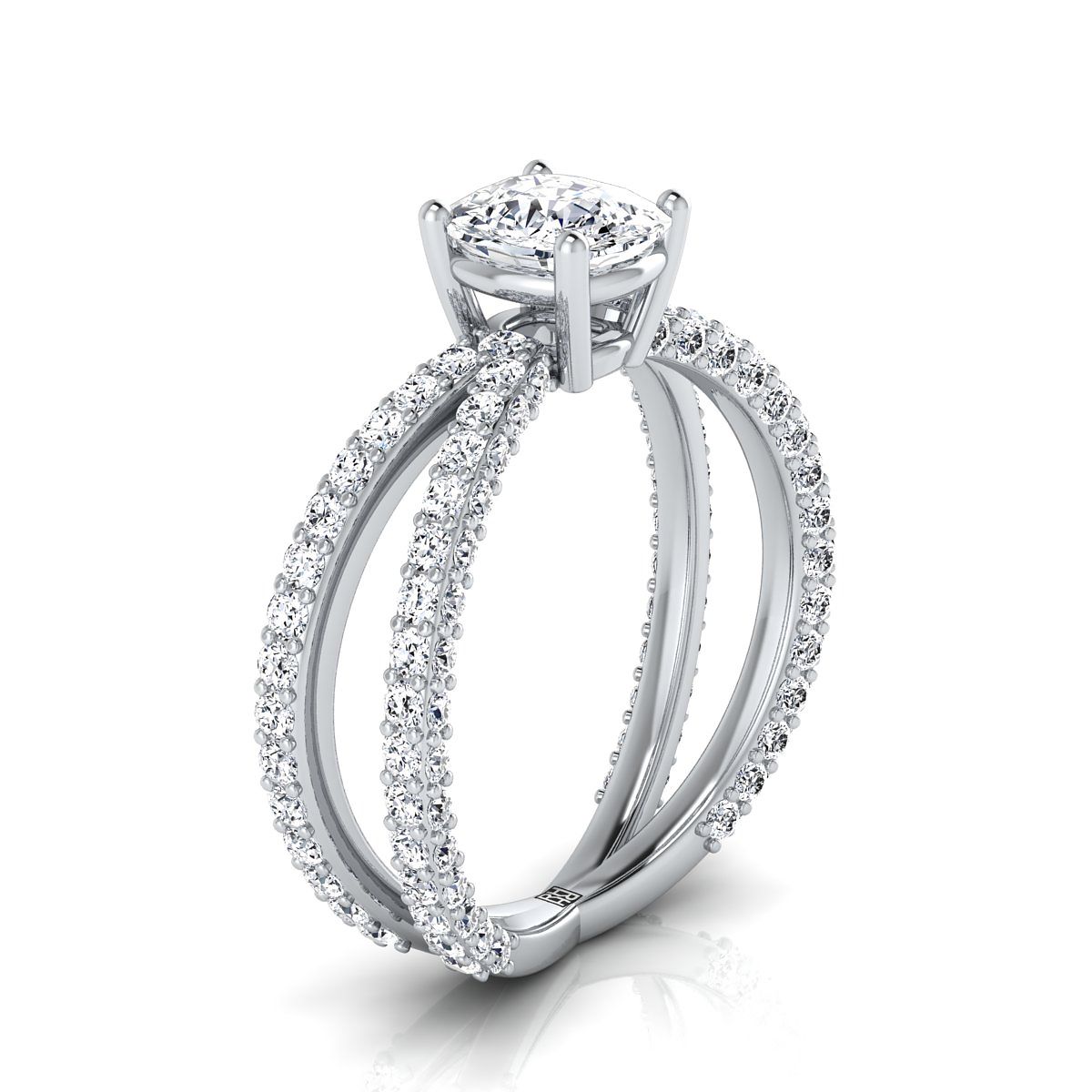 The Sadie Select Pavé Engagement Ring with Lab Diamond in 18K White Gold - view 2