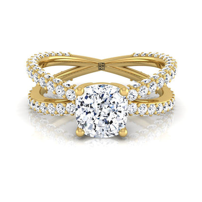 The Sadie Select Pavé Engagement Ring with Lab Diamond in 18K Yellow Gold - view 1
