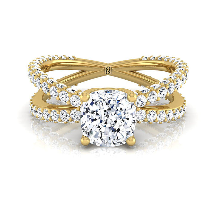 The Sadie Select Pavé Engagement Ring with Lab Diamond in 18K Yellow Gold - view 1