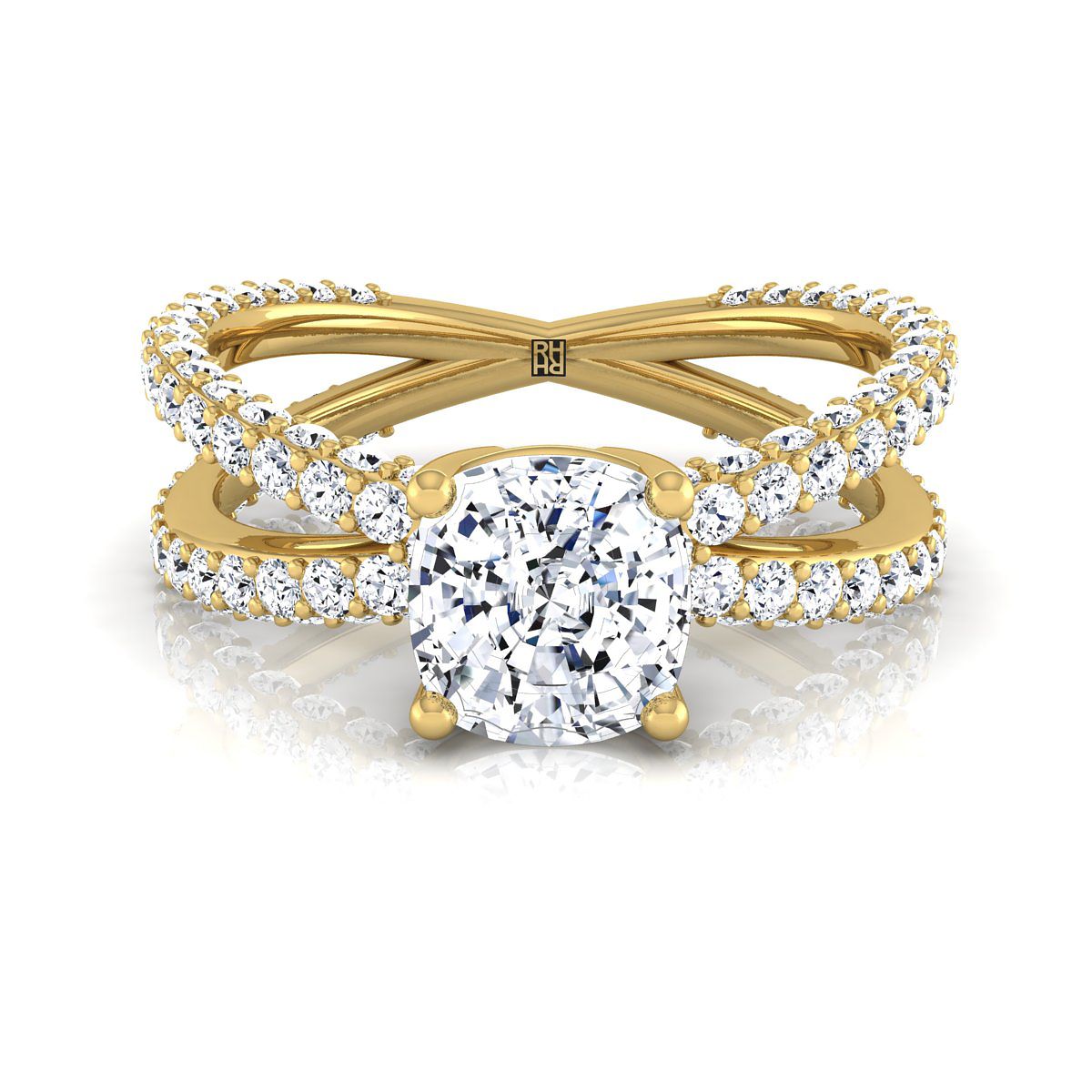 The Sadie cushion engagement ring setting in 18K Yellow Gold | RockHer