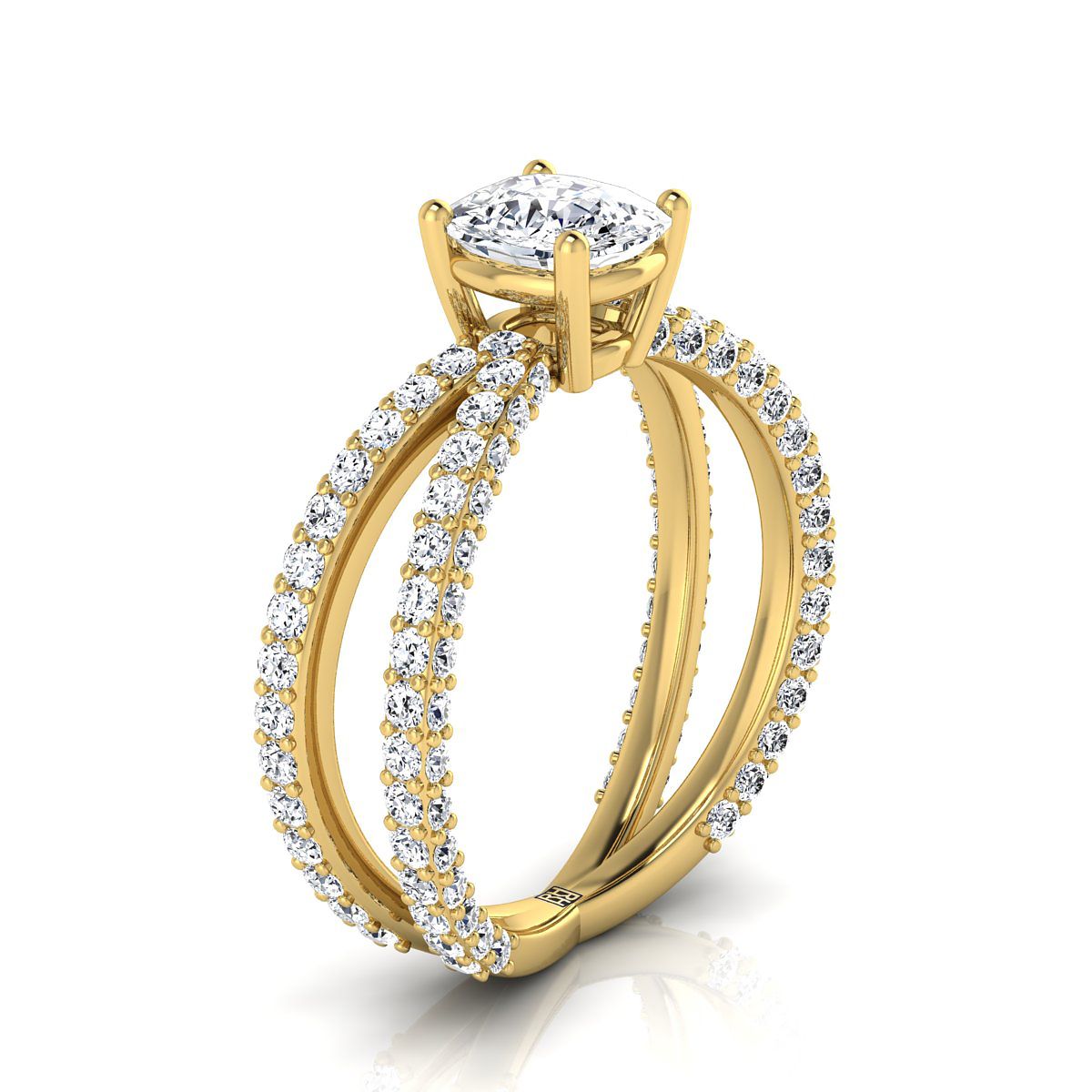 The Sadie Select Pavé Engagement Ring with Lab Diamond in 18K Yellow Gold - view 2
