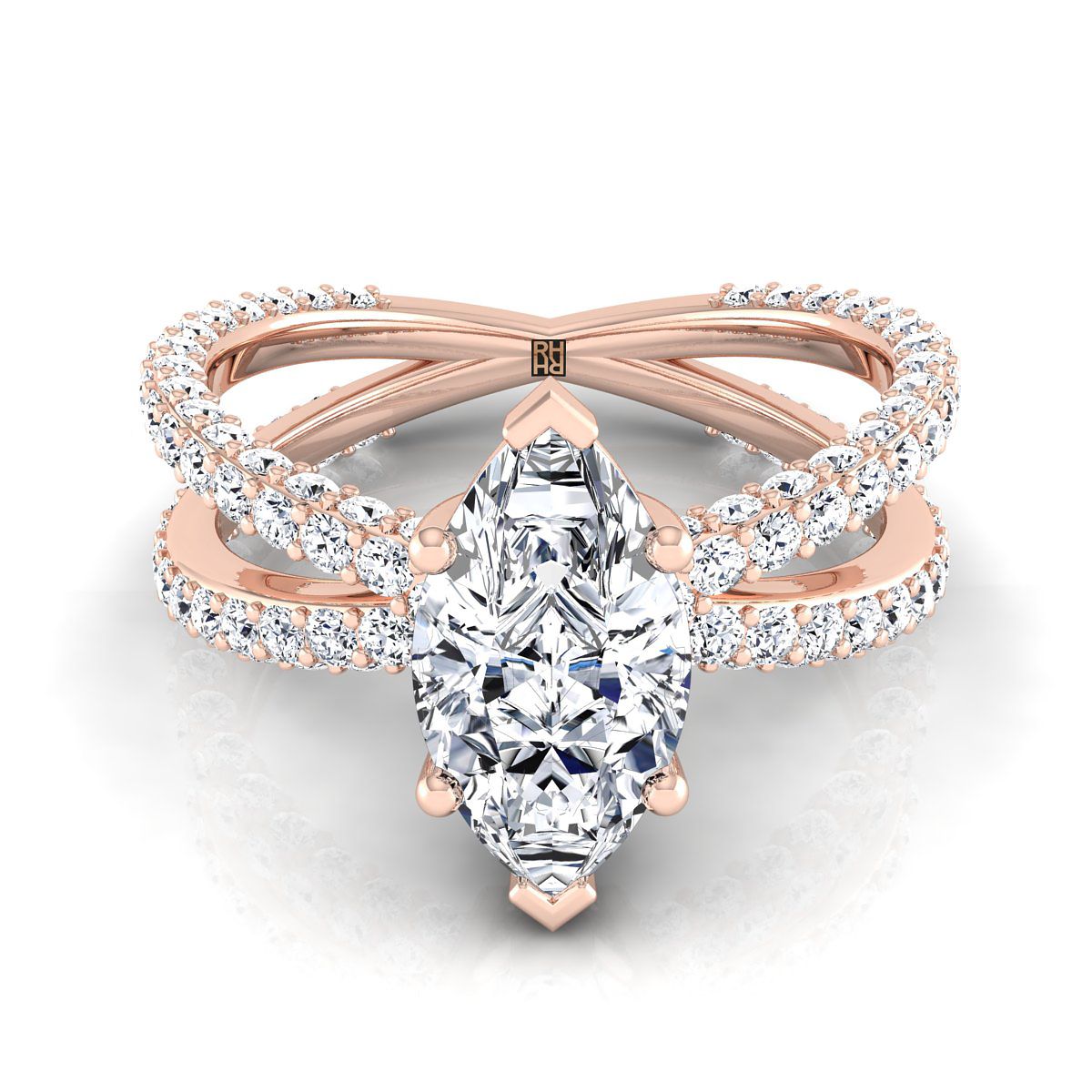 The Sadie marquise engagement ring setting in 14K Rose Gold | RockHer