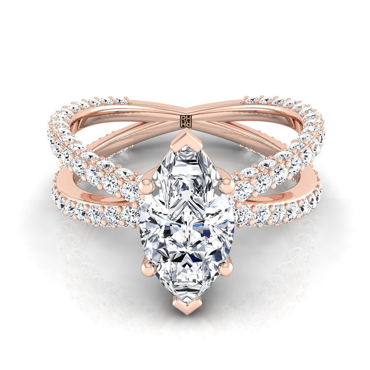 The Sadie Select Pavé Engagement Ring with Lab Diamond in 14K Rose Gold - view 1