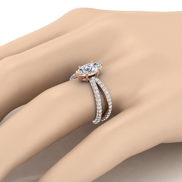 The Sadie Select Pavé Engagement Ring with Lab Diamond in 14K Rose Gold - view 3