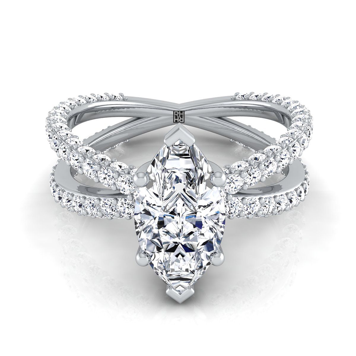 The Sadie marquise engagement ring setting in Platinum | RockHer