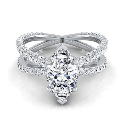 Criss Cross Open Pavé Marquise, in Platinum, pave setting | RockHer