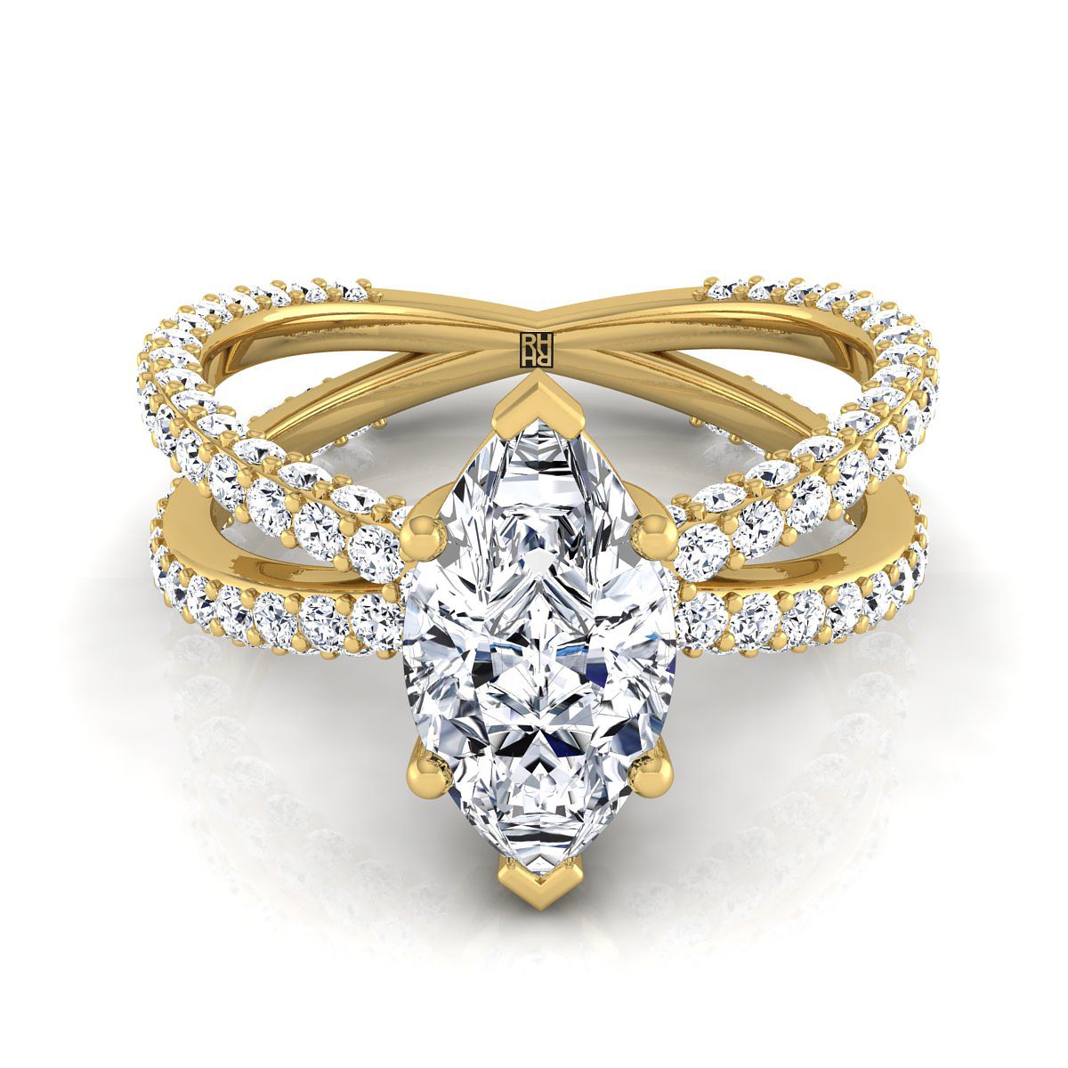 The Sadie marquise engagement ring setting in 18K Yellow Gold | RockHer