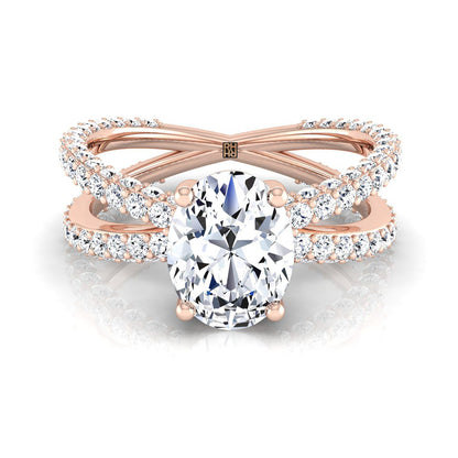 Criss Cross Open Pavé Oval, in 14K Rose Gold, pave setting – view 8 | RockHer