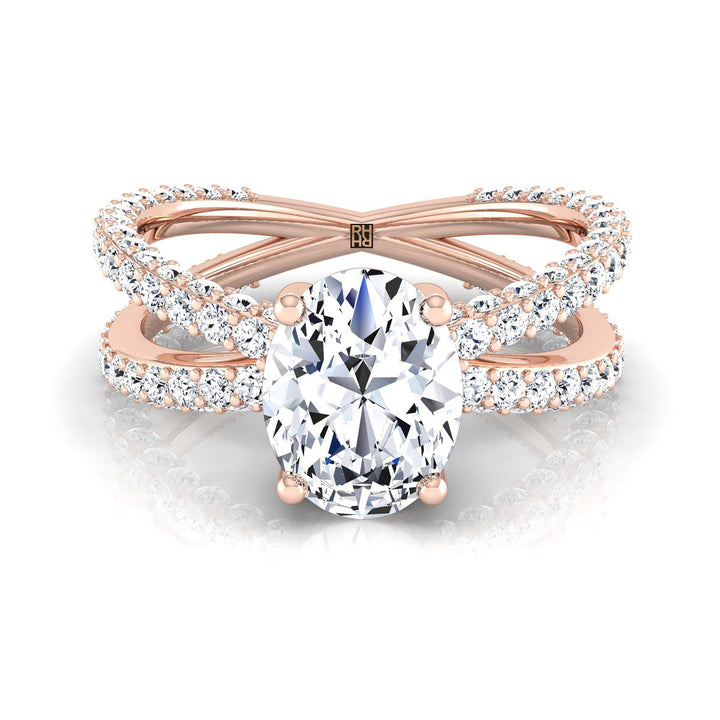 Sadie Select Twisted Pavé Oval Lab Diamond Engagement Ring in 14K Rose Gold | RockHer