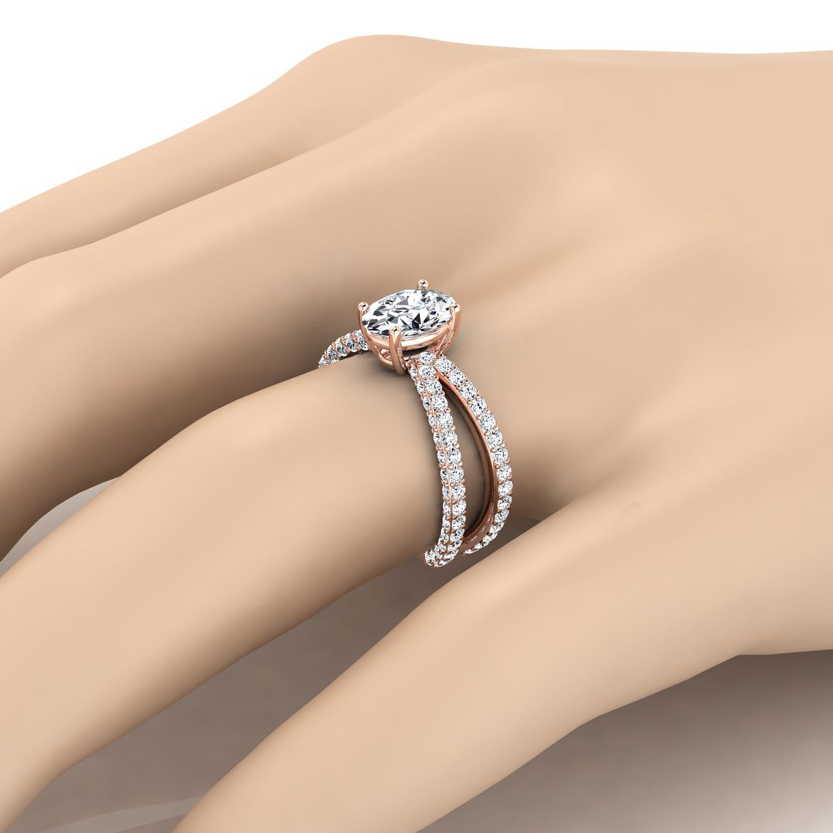 The Sadie engagement ring setting, select twisted pavé, oval, 14K Rose Gold | RockHer