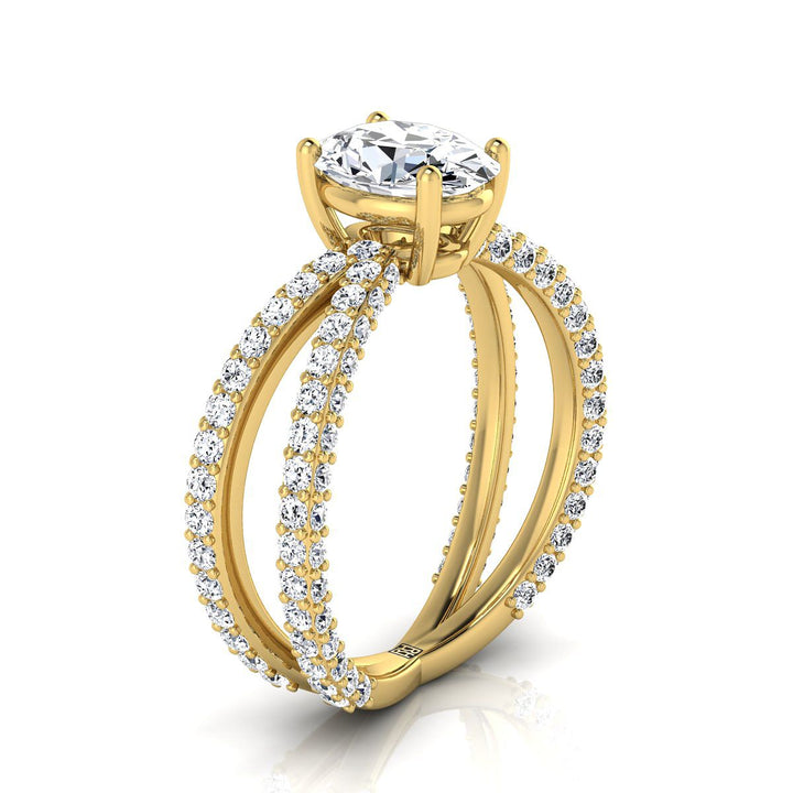 The Sadie Select Pavé Engagement Ring with Lab Diamond in 18K Yellow Gold - view 2