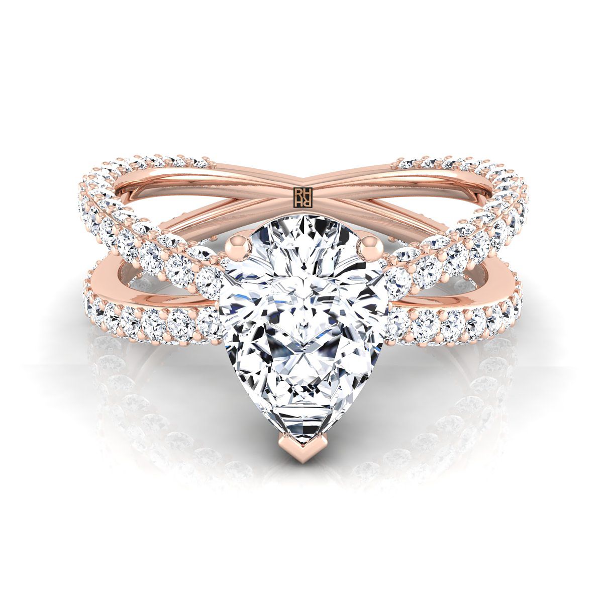 The Sadie pear engagement ring setting in 14K Rose Gold | RockHer