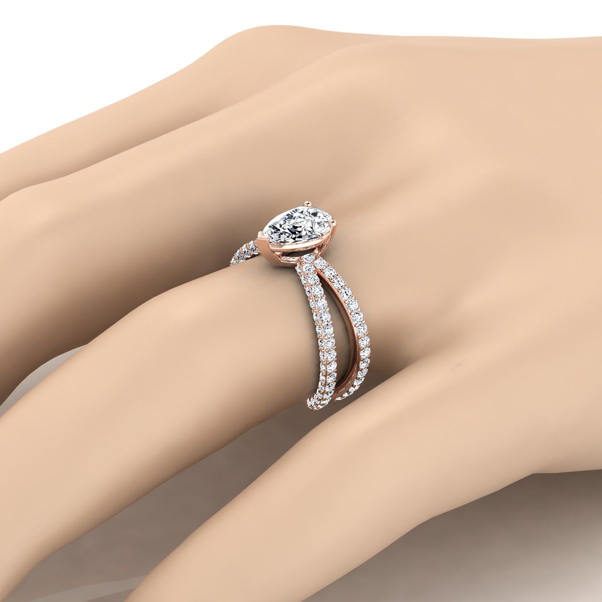 The Sadie engagement ring setting in 14K Rose Gold, select twisted pavé design | RockHer