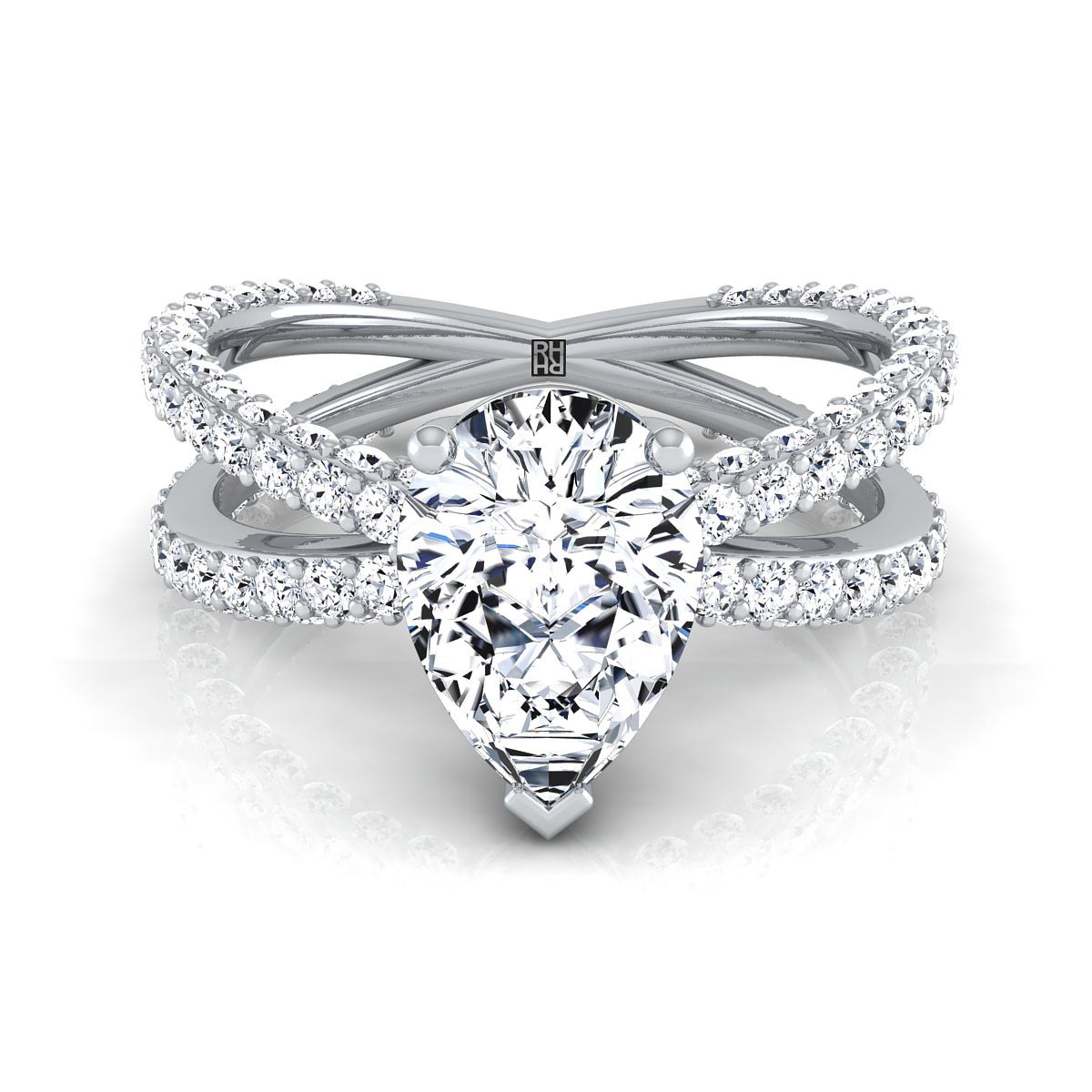 The Sadie pear engagement ring setting in Platinum | RockHer