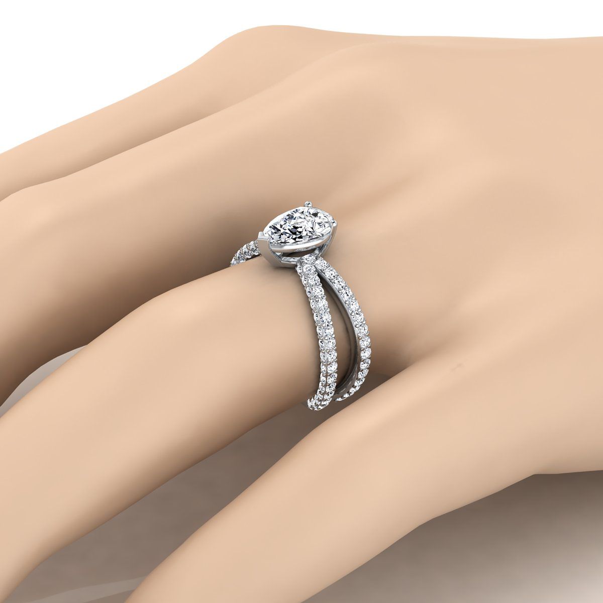 The Sadie engagement ring setting in Platinum, select twisted pavé design | RockHer