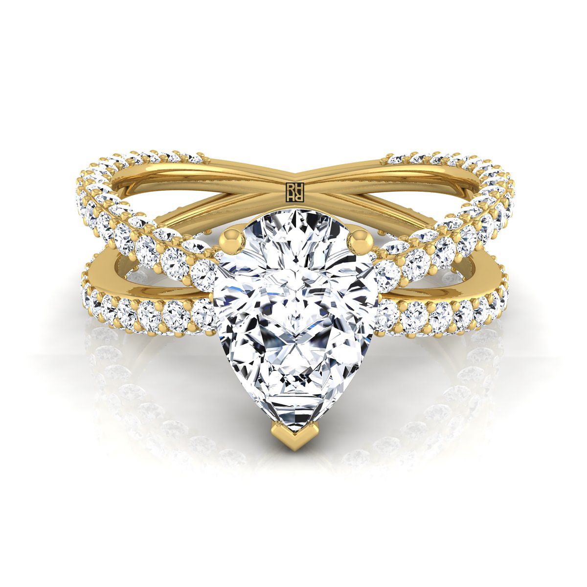 The Sadie Select Pavé Engagement Ring with Lab Diamond in 18K Yellow Gold - view 1