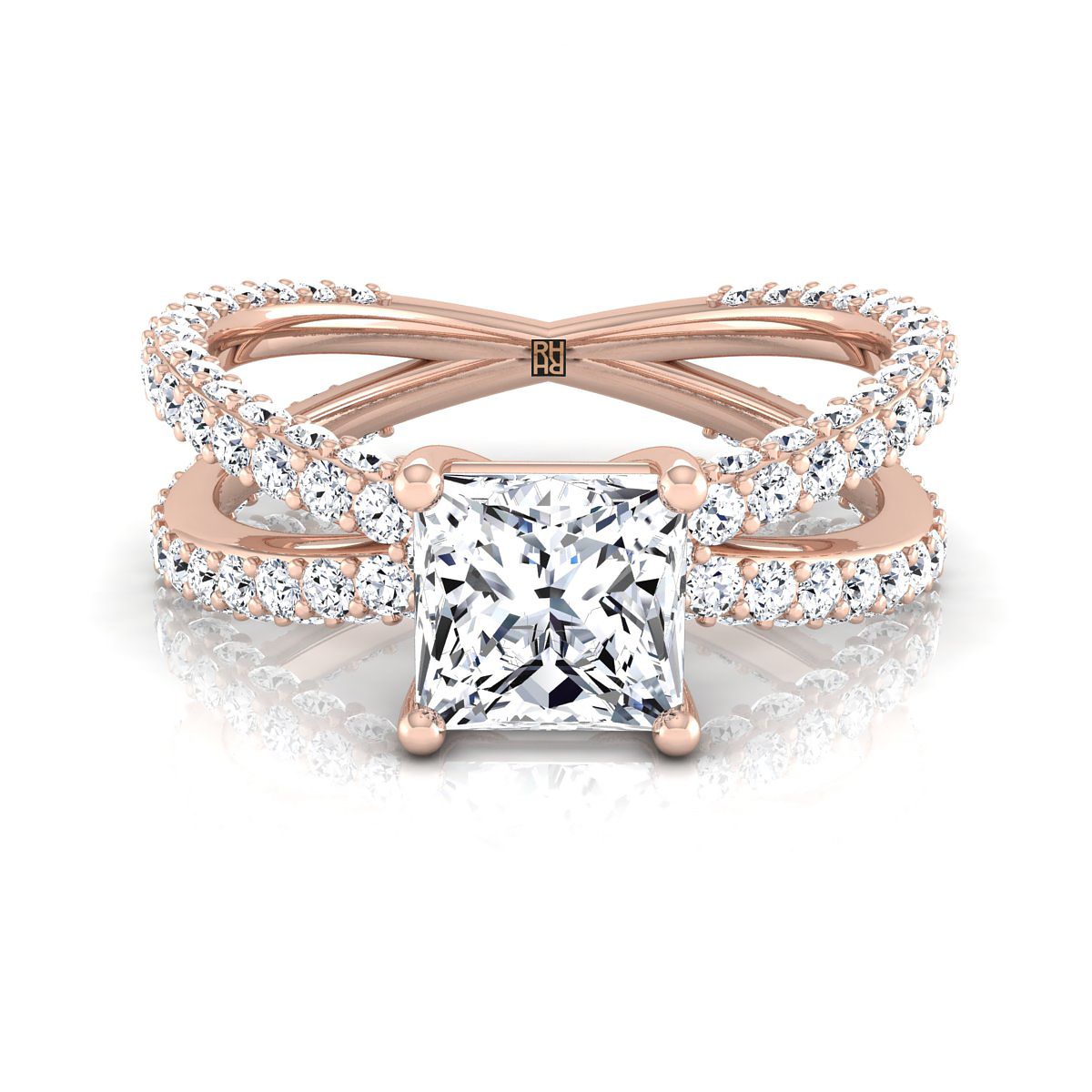 The Sadie princess engagement ring setting in 14K Rose Gold | RockHer