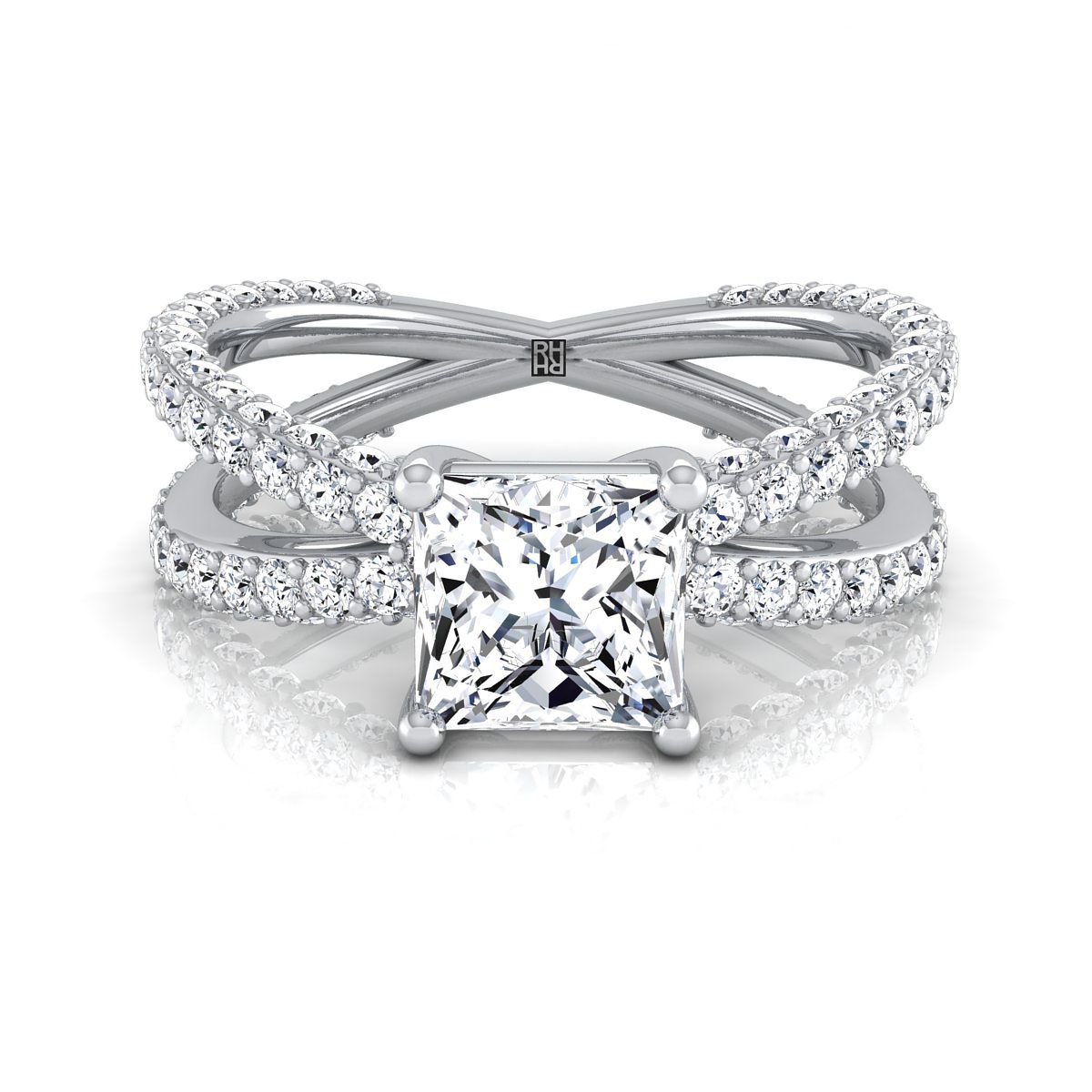 The Sadie princess engagement ring setting in 18K White Gold | RockHer