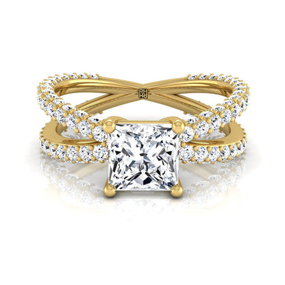 The Sadie Select Pavé Engagement Ring with Lab Diamond in 18K Yellow Gold - view 1
