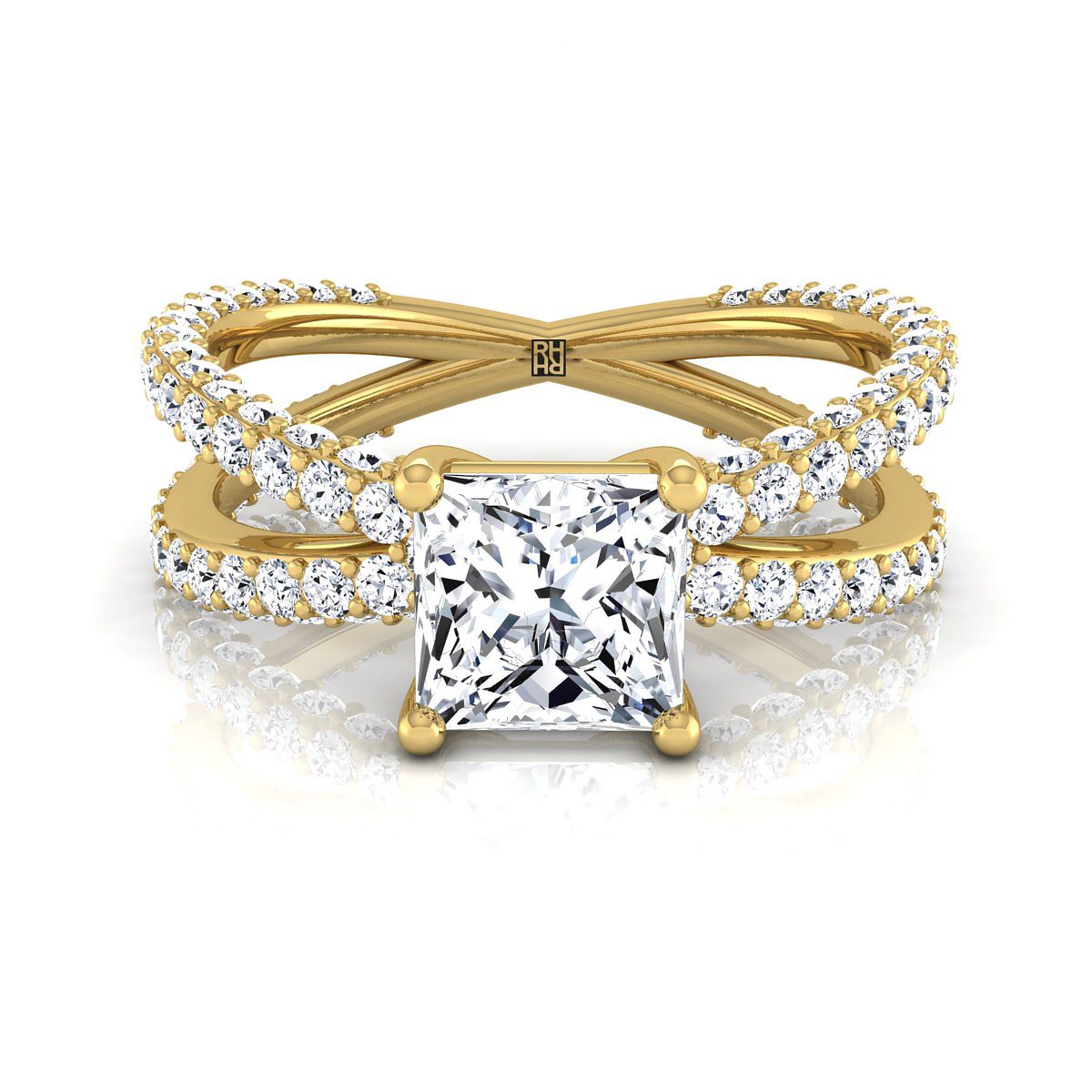 The Sadie princess engagement ring setting in 18K Yellow Gold | RockHer