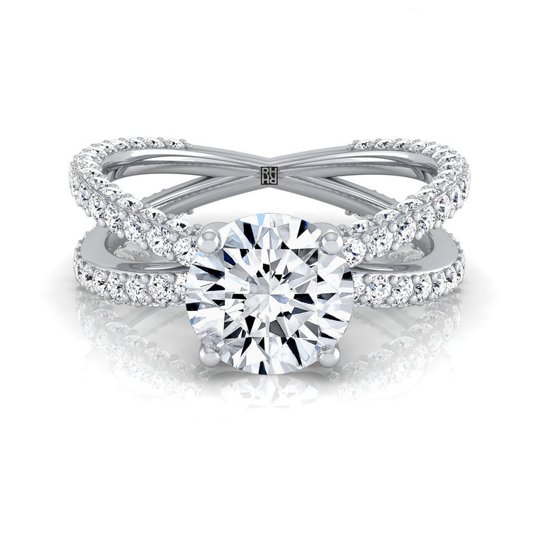 The Sadie Select Twisted Pavé Round Lab Diamond Engagement Ring in 18K White Gold