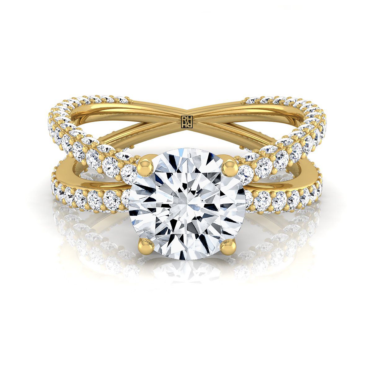 The Sadie round engagement ring setting in 18K Yellow Gold | RockHer