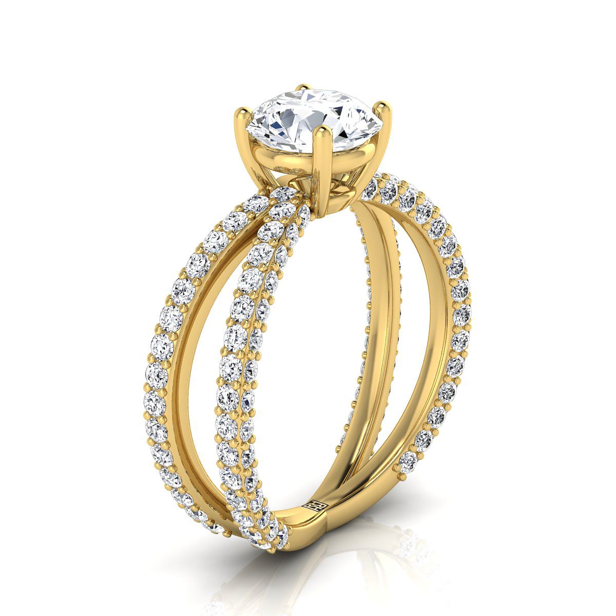 The Sadie Select Pavé Engagement Ring with Lab Diamond in 18K Yellow Gold - view 2