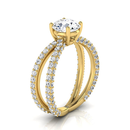 The Sadie Select Pavé Engagement Ring with Lab Diamond in 18K Yellow Gold - view 2