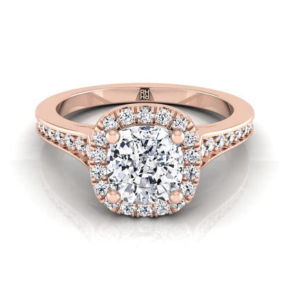 The Genesis Select Halo Engagement Ring with Lab Diamond in 14K Rose Gold - view 1