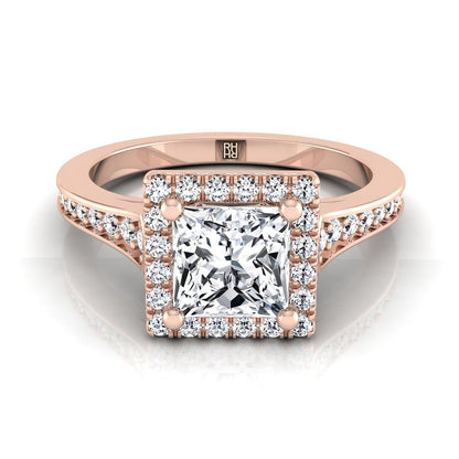 Channel Pavé Halo Princess, in 14K Rose Gold, pave setting | RockHer