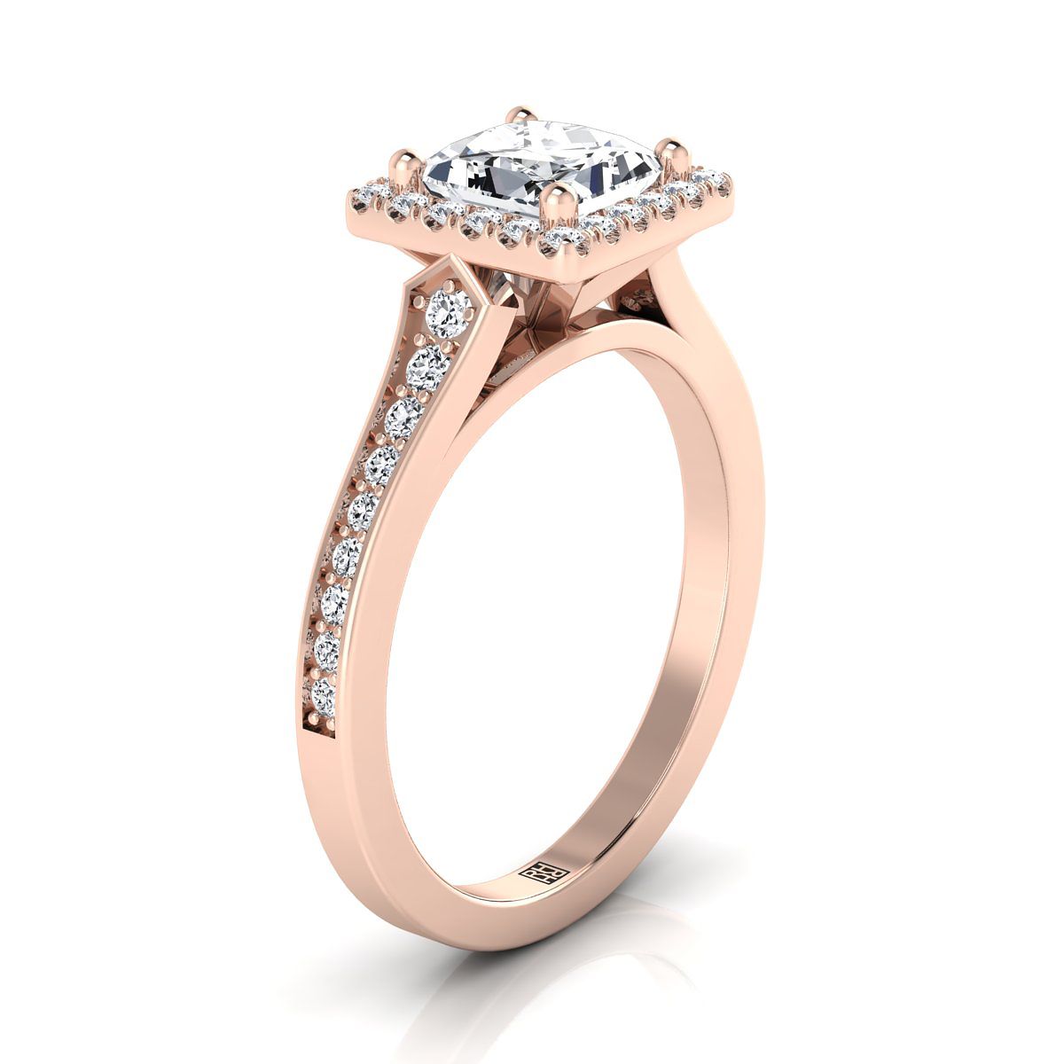 Select Halo styling on The Genesis princess engagement ring setting | RockHer