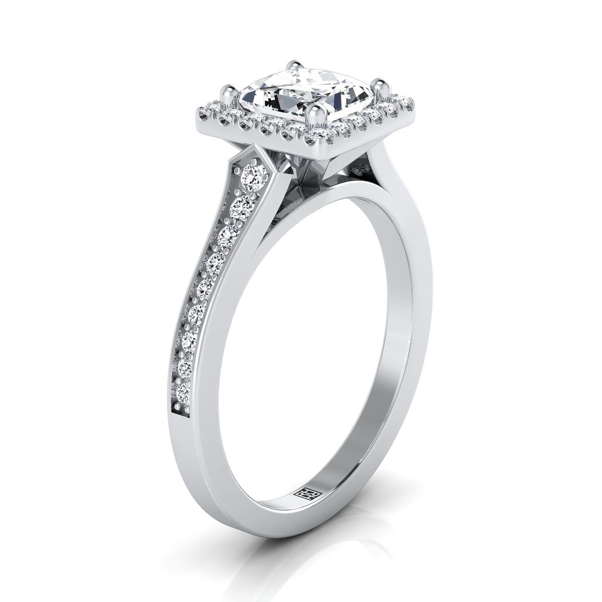 Select Halo styling on The Genesis princess engagement ring setting | RockHer